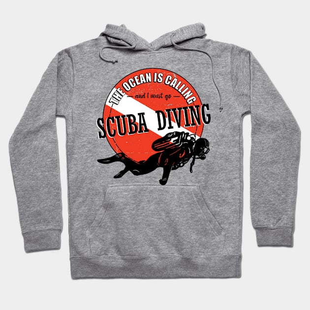 The Ocean is Calling Scuba Diver Scuba Flag Hoodie by Anassein.os